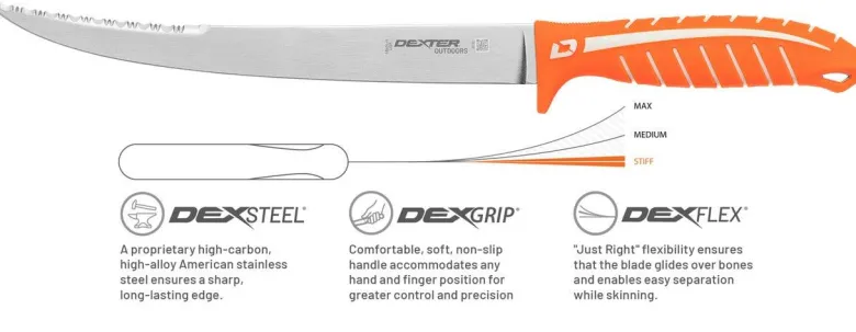 Dexter Dextreme 8" Dual Edge Stiff Fillet Knife with Sheath