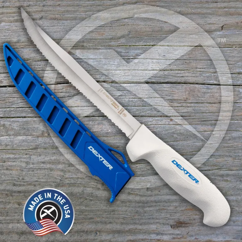 Dexter Russell SG142-8TEEG 8" Sofgrip Tiger Edge Scalloped Knives with Edge Guards