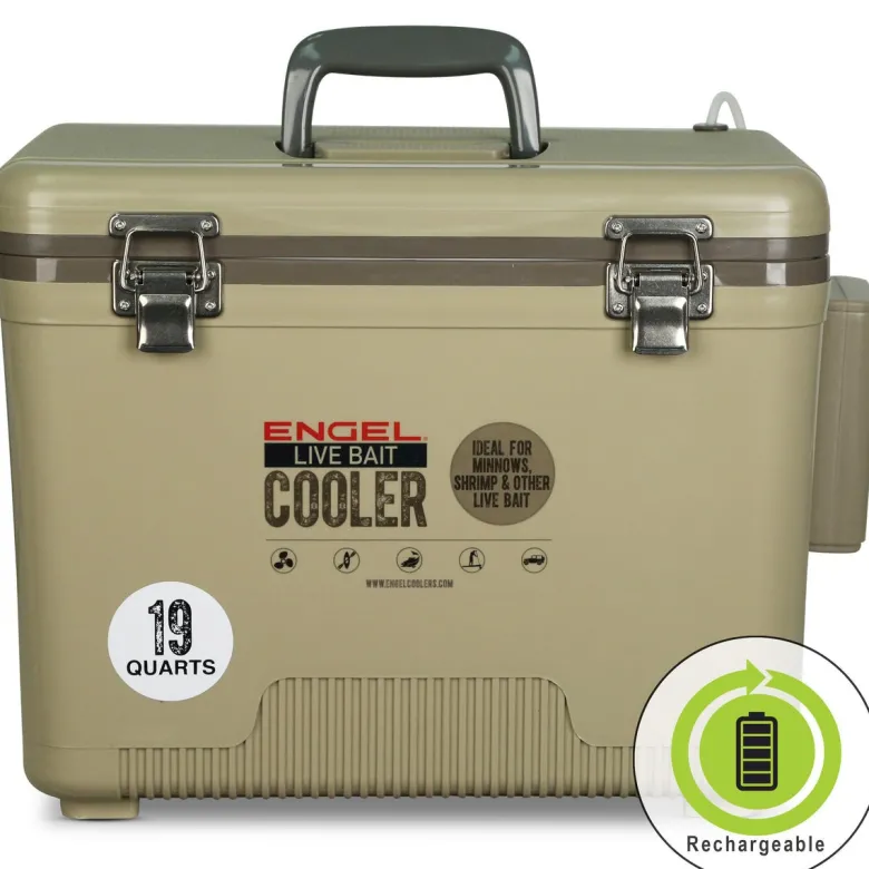 Engel 19 Quart Live Bait Pro Cooler with AP3 Rechargeable Aerator & Stainless Hardware