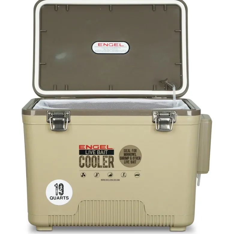 Engel 19 Quart Live Bait Pro Cooler with AP3 Rechargeable Aerator & Stainless Hardware