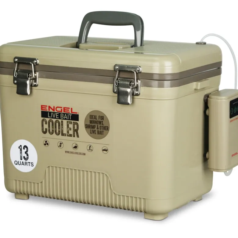 Engel 13 Quart Live Bait Pro Cooler with AP3 Rechargeable Aerator & Stainless Hardware