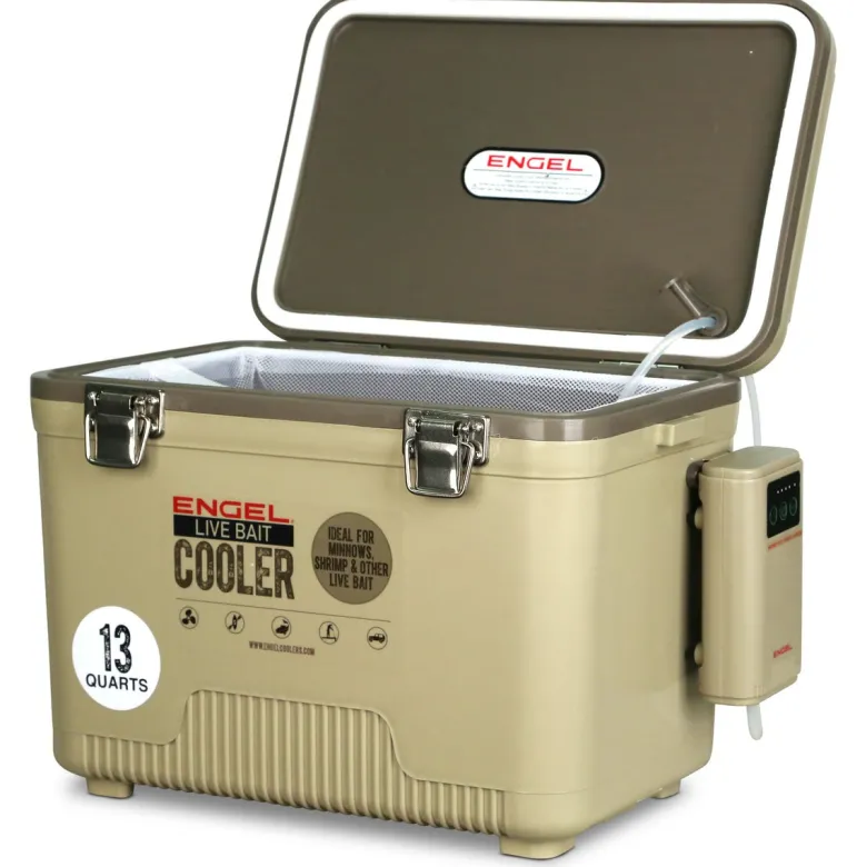 Engel 13 Quart Live Bait Pro Cooler with AP3 Rechargeable Aerator & Stainless Hardware