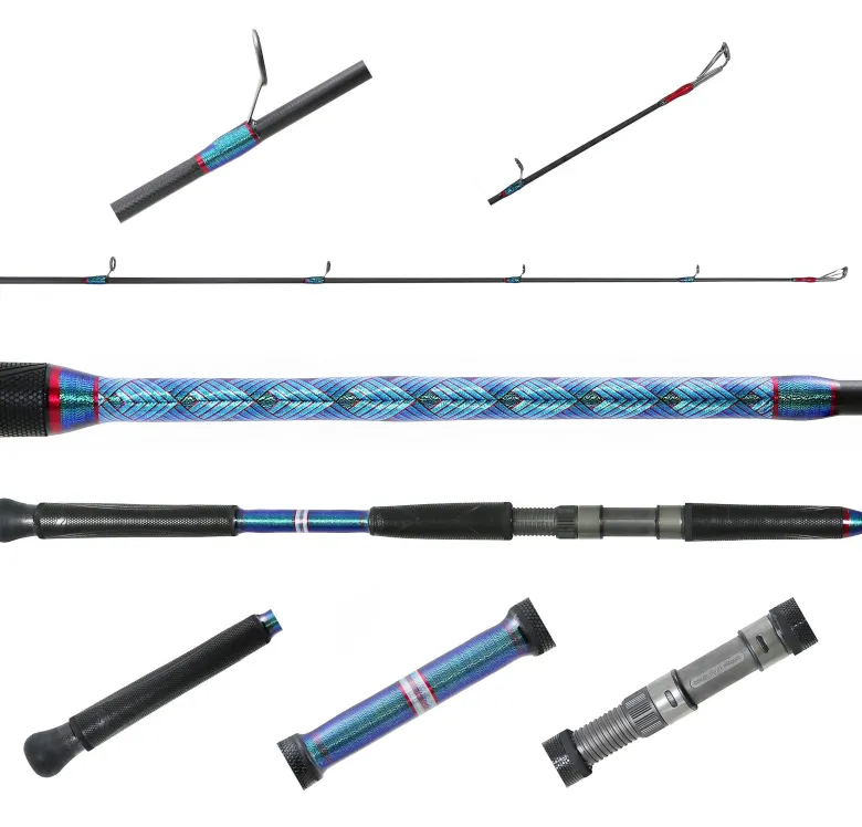 Jigging World MK2 7'6" Custom Spinning Rod - Blue/Red