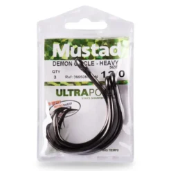 Mustad Demon Perfect Circle In-Line 3X Hooks Black Knickel