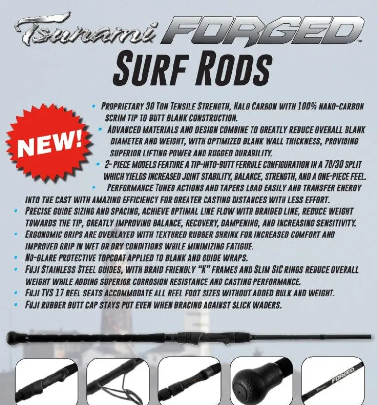 Tsunami 2024 Forged Surf Spinning Rods
