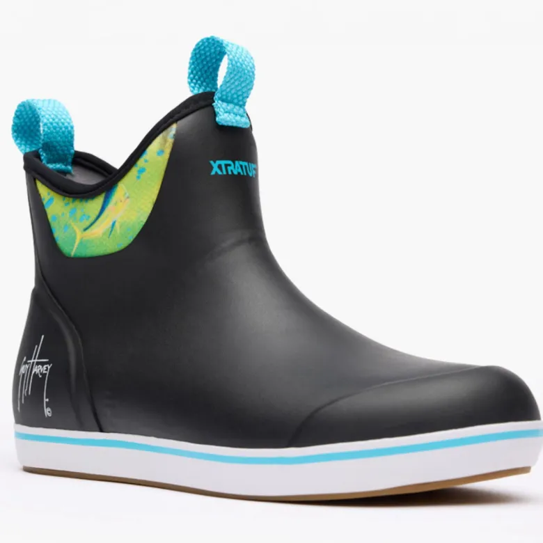 Xtratuf Men's 6" Ankle Deck Boots Guy Harvey Black Mahi