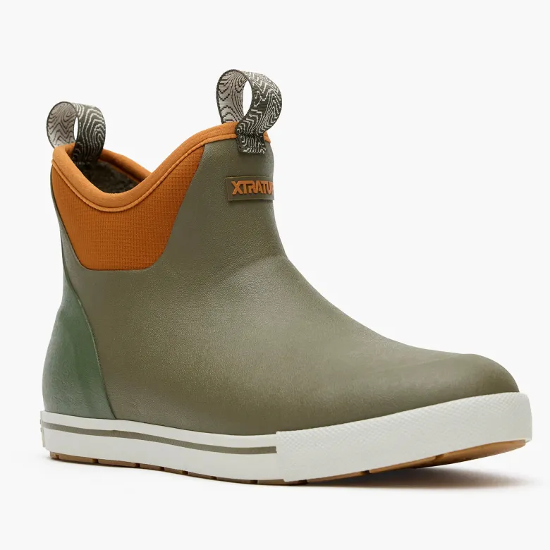 Xtratuf Men's Camp Fleece Lined 6" Ankle Deck Boots Dark Olive Spice